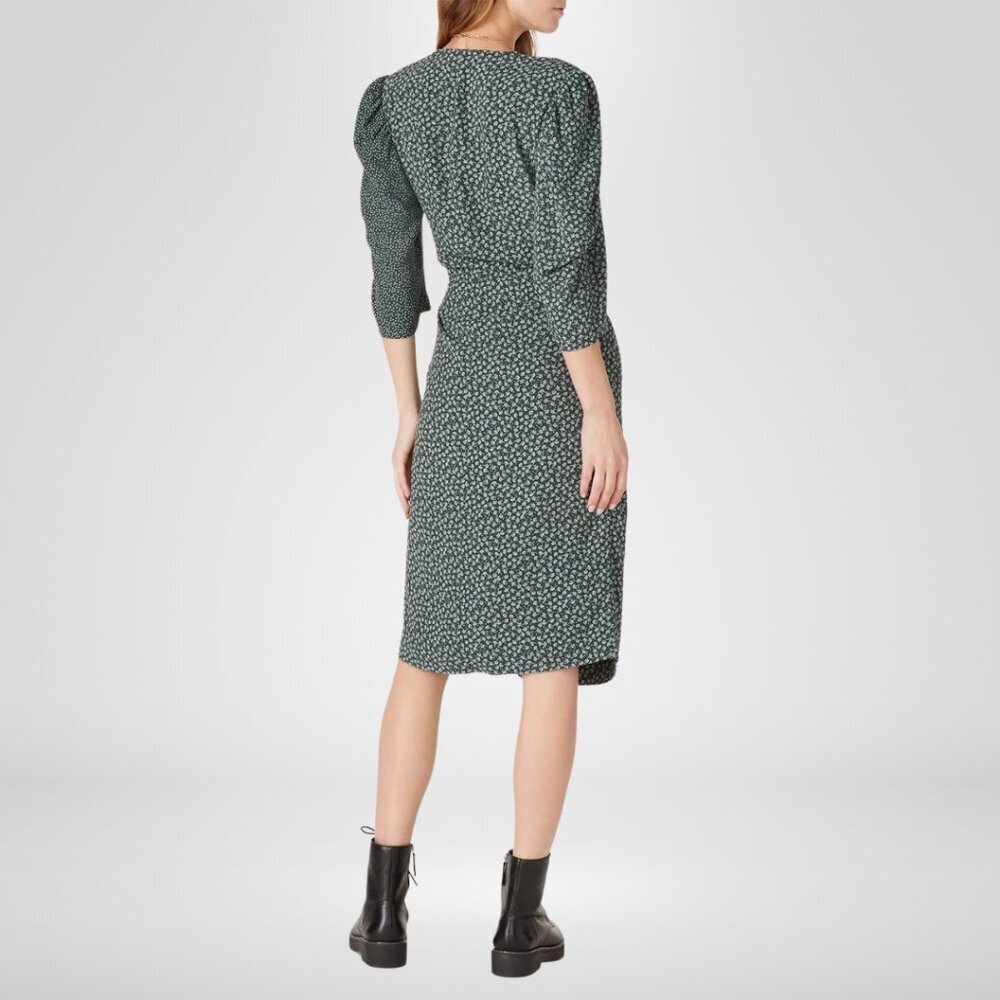 SEE BY CHLOÉ Flowers & Dots Printed Wrap Dress In Green Blue Size 34 / 2 - Picture 3 of 7